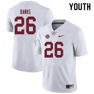 NCAA Youth Alabama Crimson Tide #26 Marcus Banks Stitched College 2019 Nike Authentic White Football Jersey CJ17T51PR